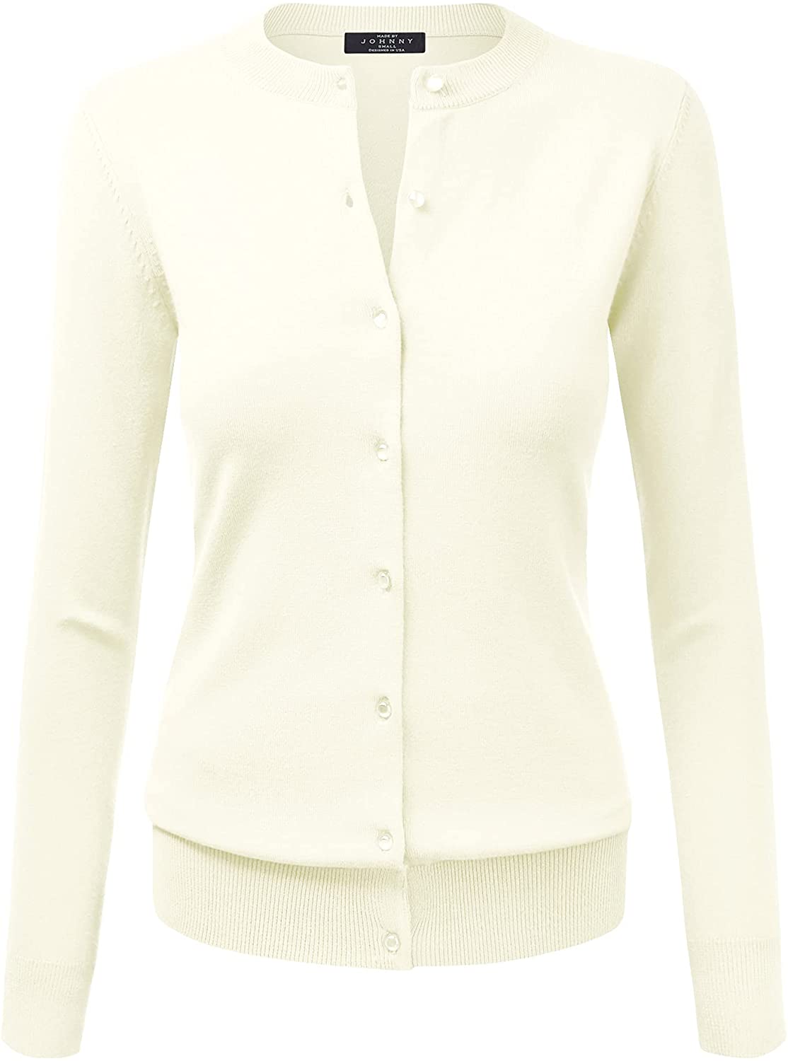 MBJ Womens Long Sleeve Button Down Classic Knit Cardigan Sweater 