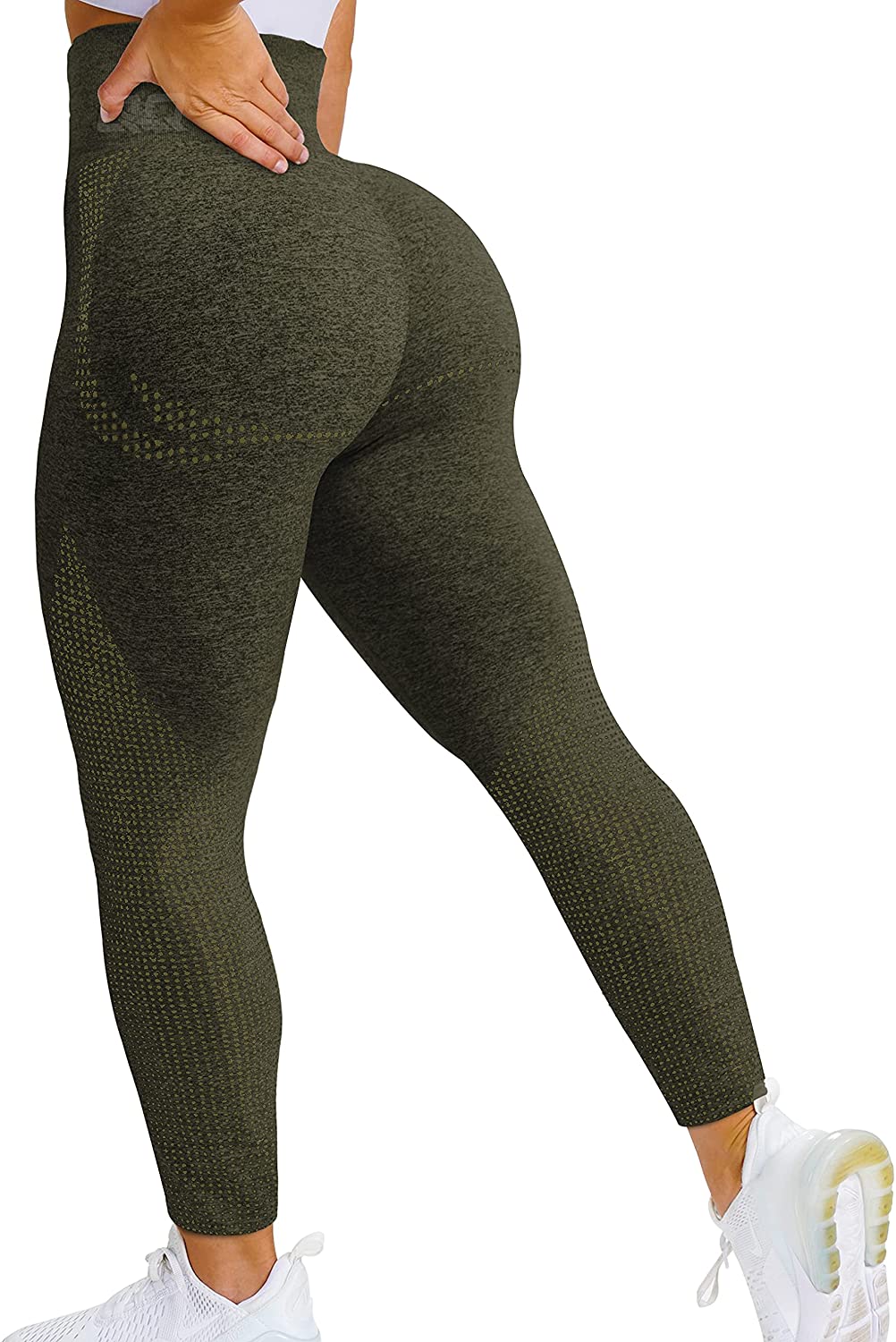  QOQ Women Seamless Leggings High Waist Tummy Control Yoga Pants Workout  Gym Compression Tights Electric Brown S : Clothing, Shoes & Jewelry