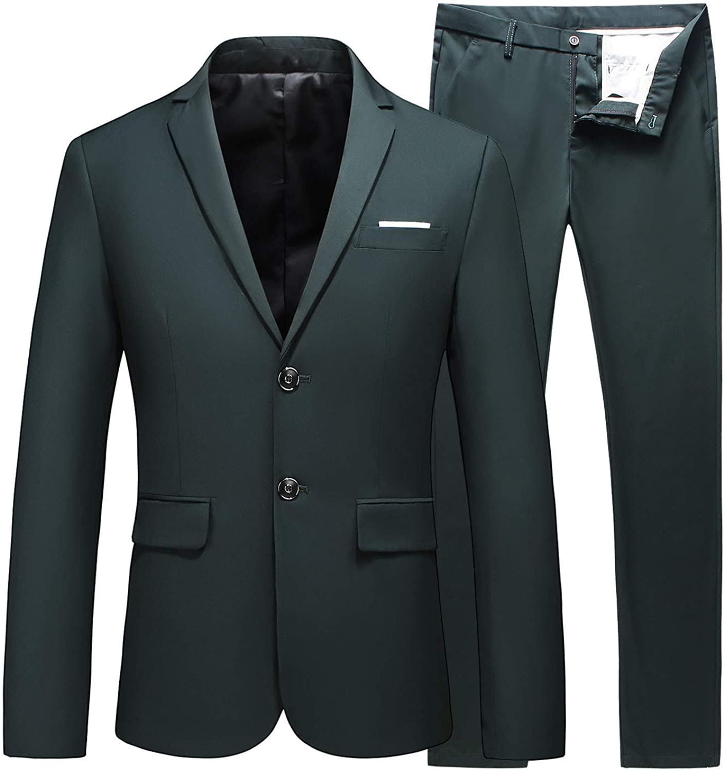 Pre-owned Uninukoo Mens Suit Slim Fit 2 Piece Tuxedo 2 Buttons Pure ...