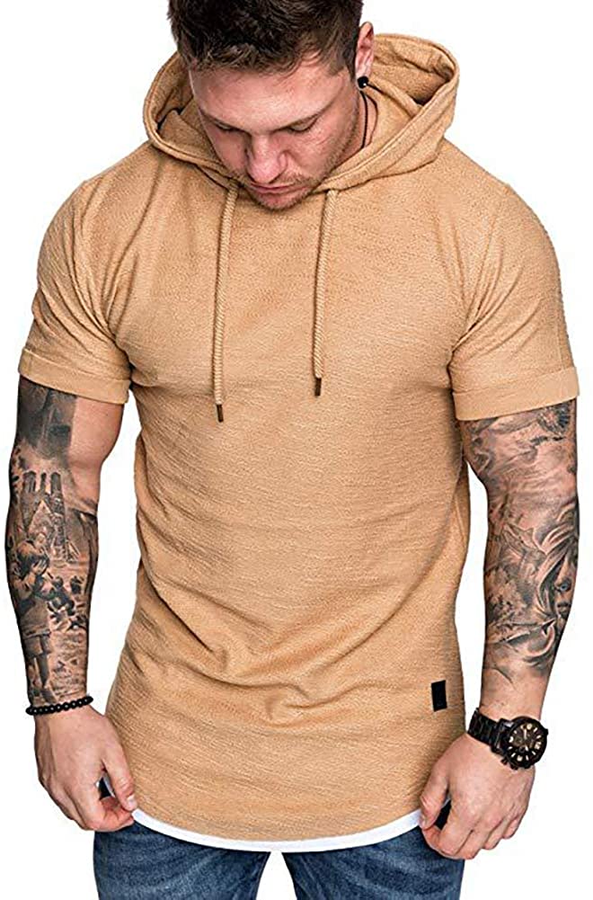 thumbnail 12 - Men&#039;s Casual Hooded T-Shirts - Fashion Short Sleeve Solid Color Pullover Top Sum