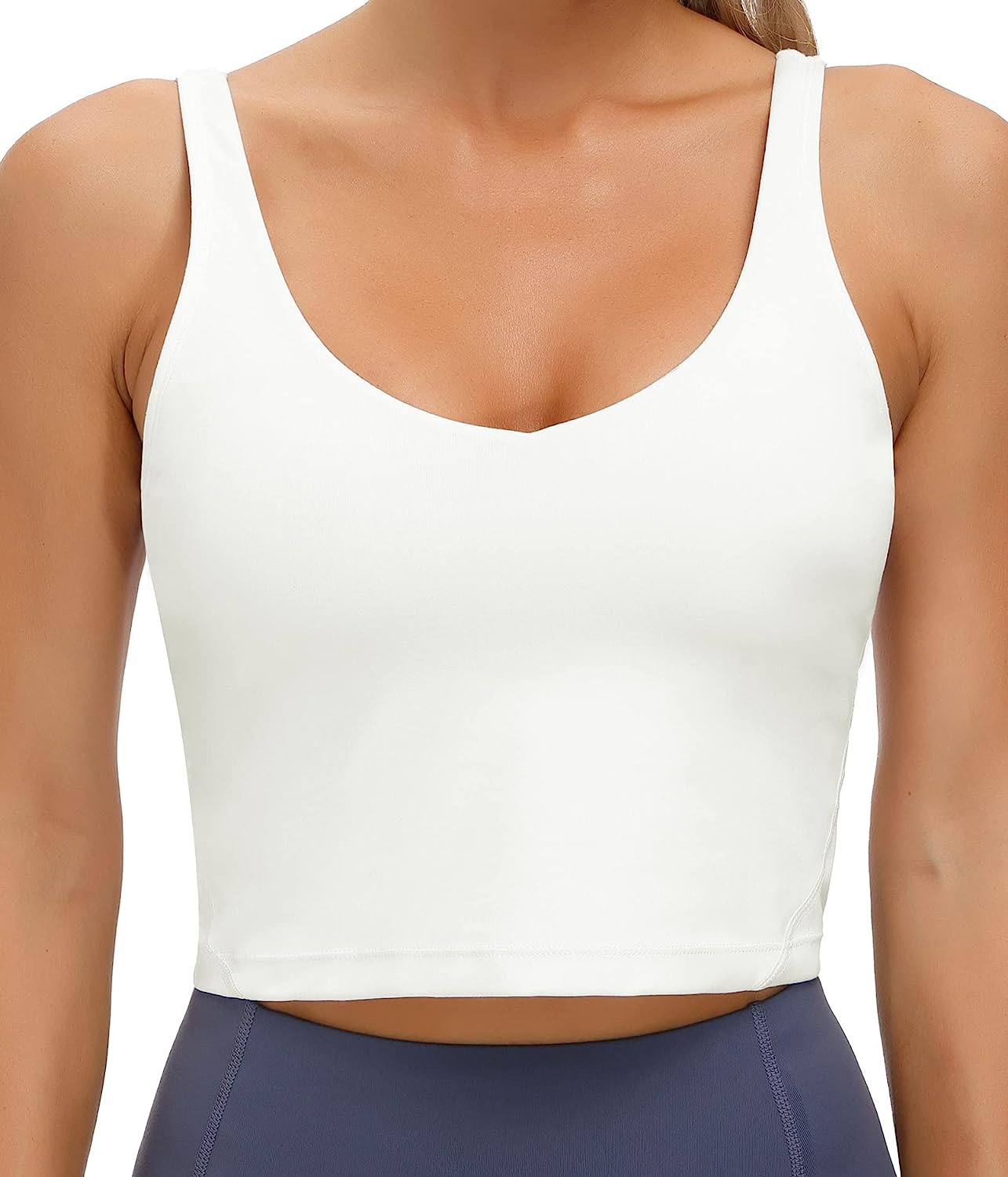 Wjustforu Women's Tank Top Padded Sports Bra Running Workout Yoga Crop Top  (X-Small, Black) at  Women's Clothing store