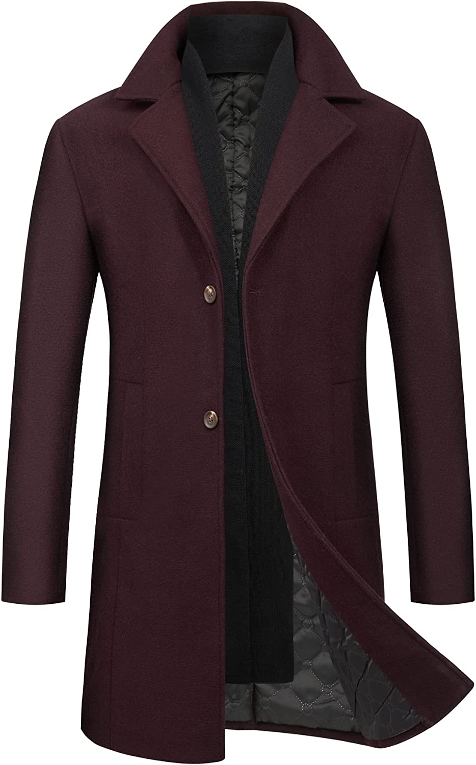 WULFUL Men's Slim Fit Winter Wool Coat Long Trench Coat Business Jacket… :  : Clothing, Shoes & Accessories