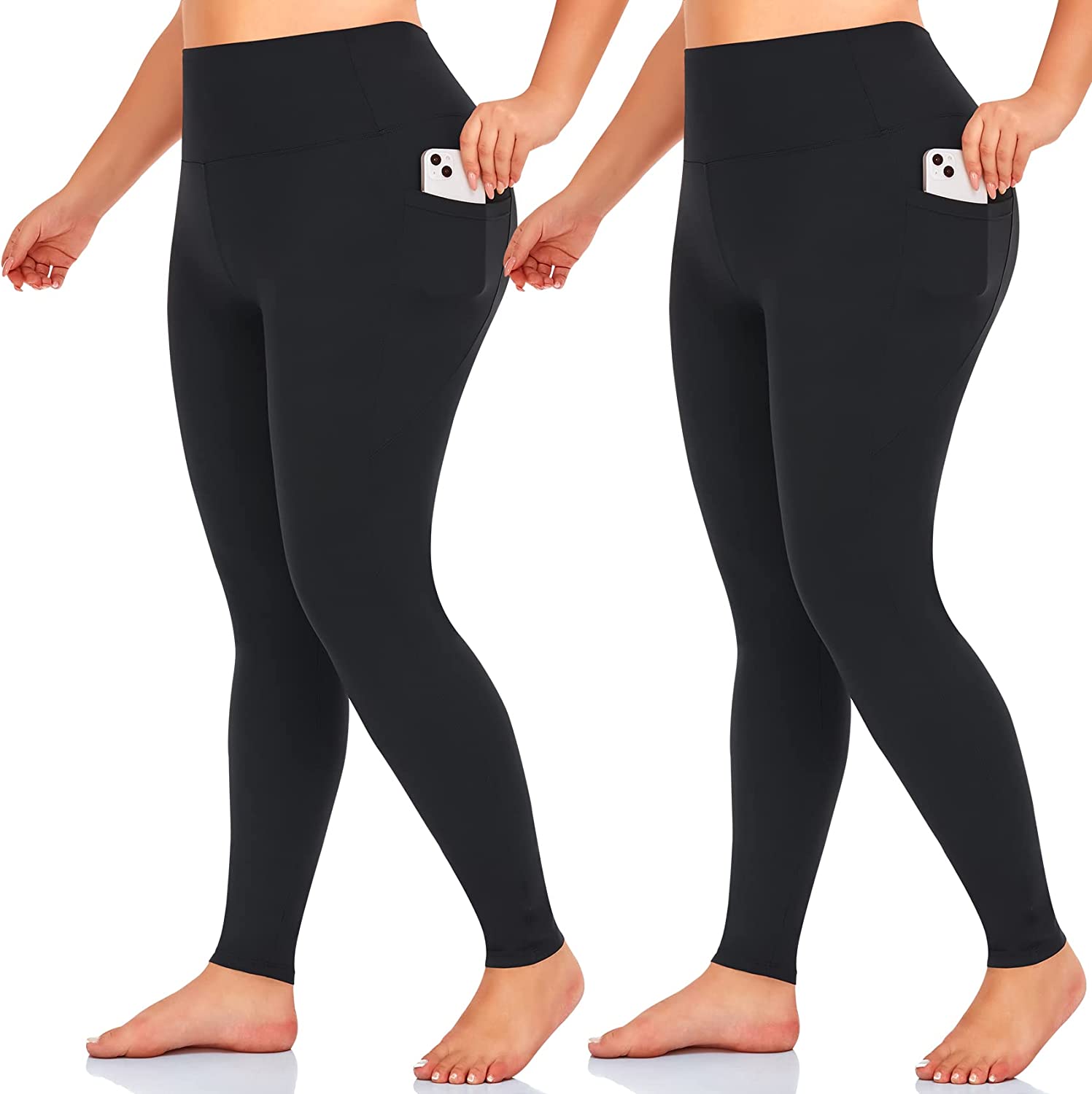 Buy MOREFEEL Plus Size Leggings for Women with Pockets-Stretchy X-4XL Tummy  Control High Waist Workout Black Yoga Pants at
