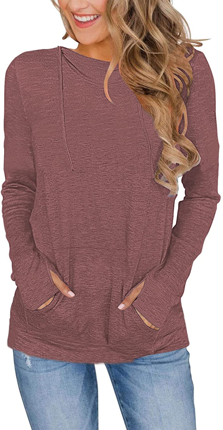 AUSELILY Long Sleeve Drawstrings Hoddie Sweatshirt With Thumb Holes Hoodie  for Women, 01-white, Medium : : Clothing, Shoes & Accessories