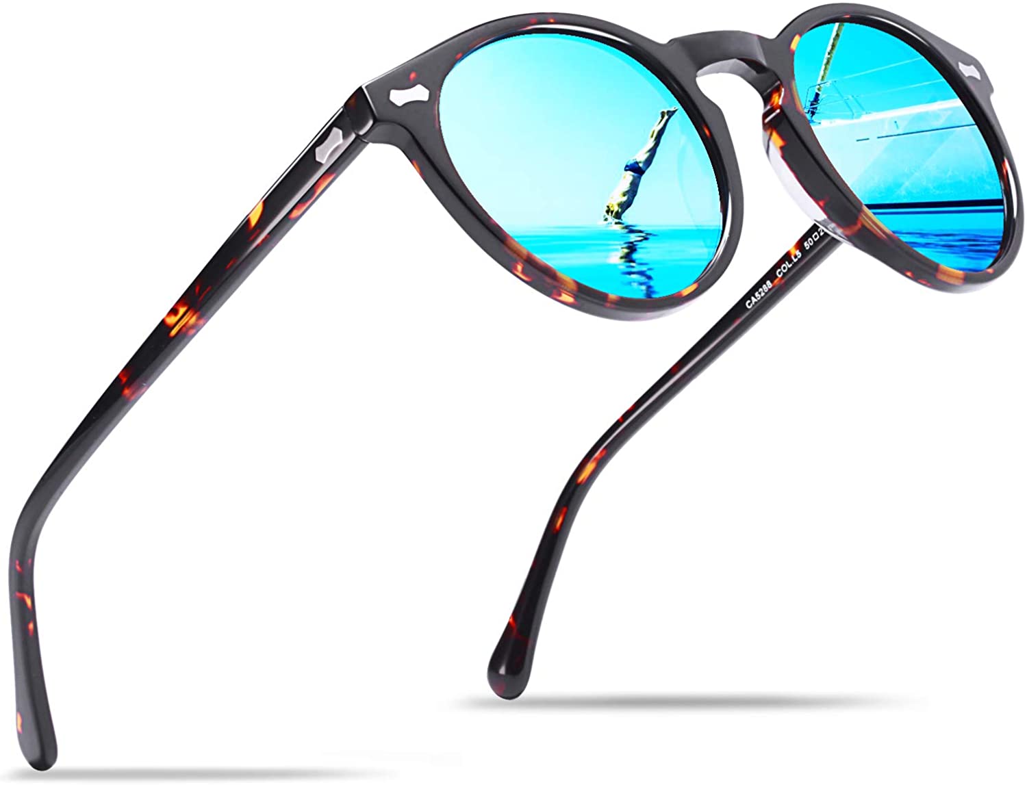 Carfia Mens Sunglasses Polarised Vintage Eyewear UV400 Protection for Driving Travel