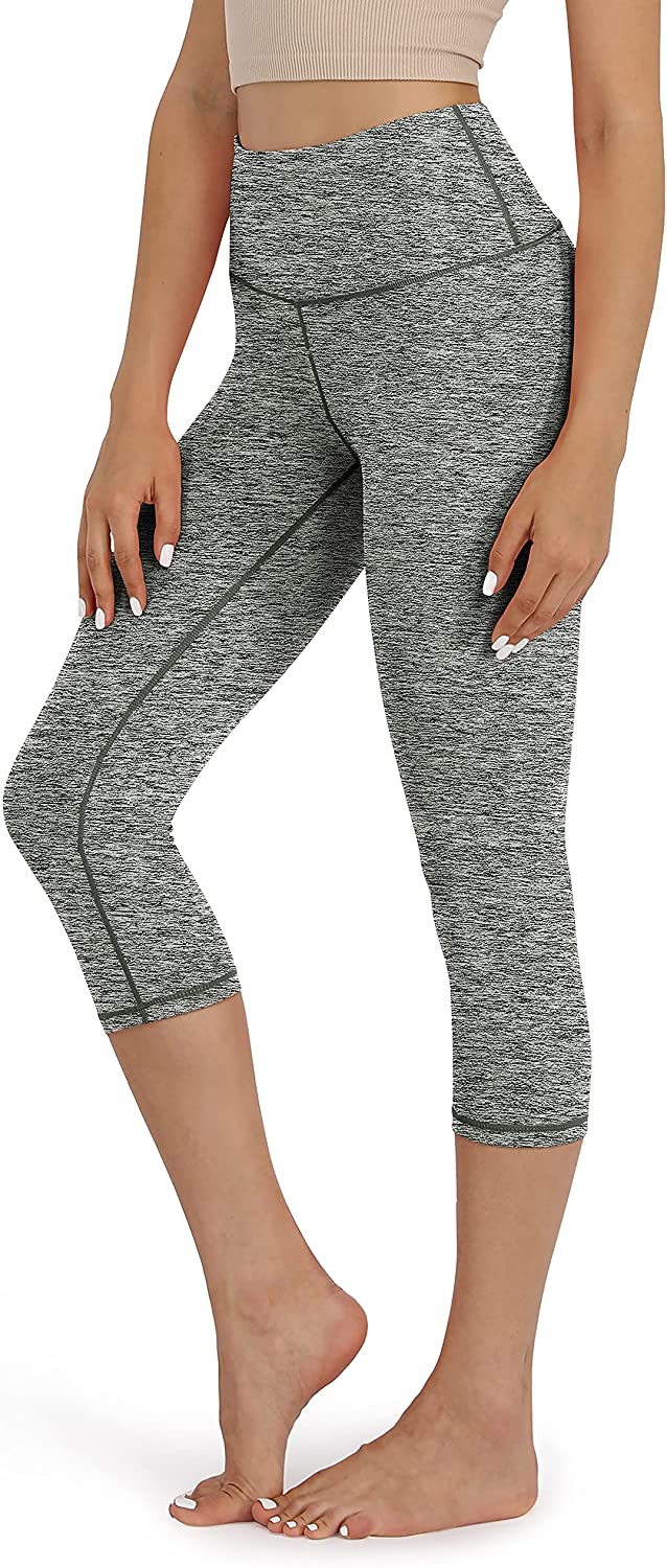 ODODOS Women's High Waisted Yoga Capris with Pockets,Tummy Control Non See Through Workout Sports Running Capri Leggings 