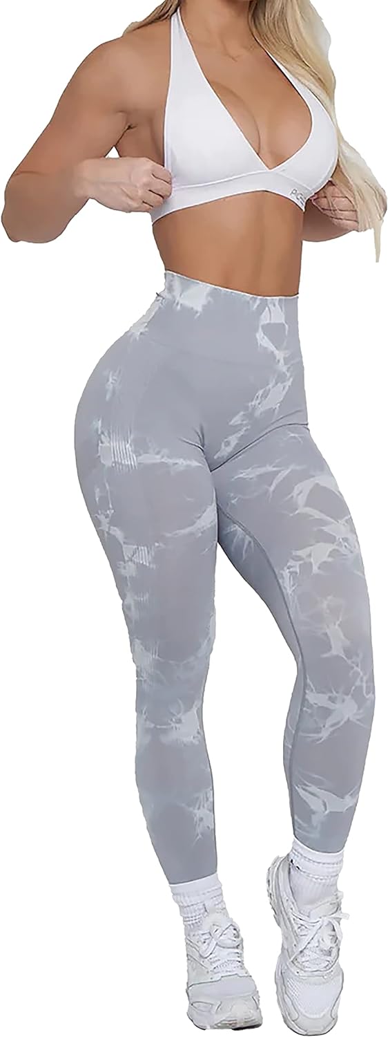 Pcheebum Marble Workout Scrunch Butt Leggings for Women - High Waisted,  Squat Pr