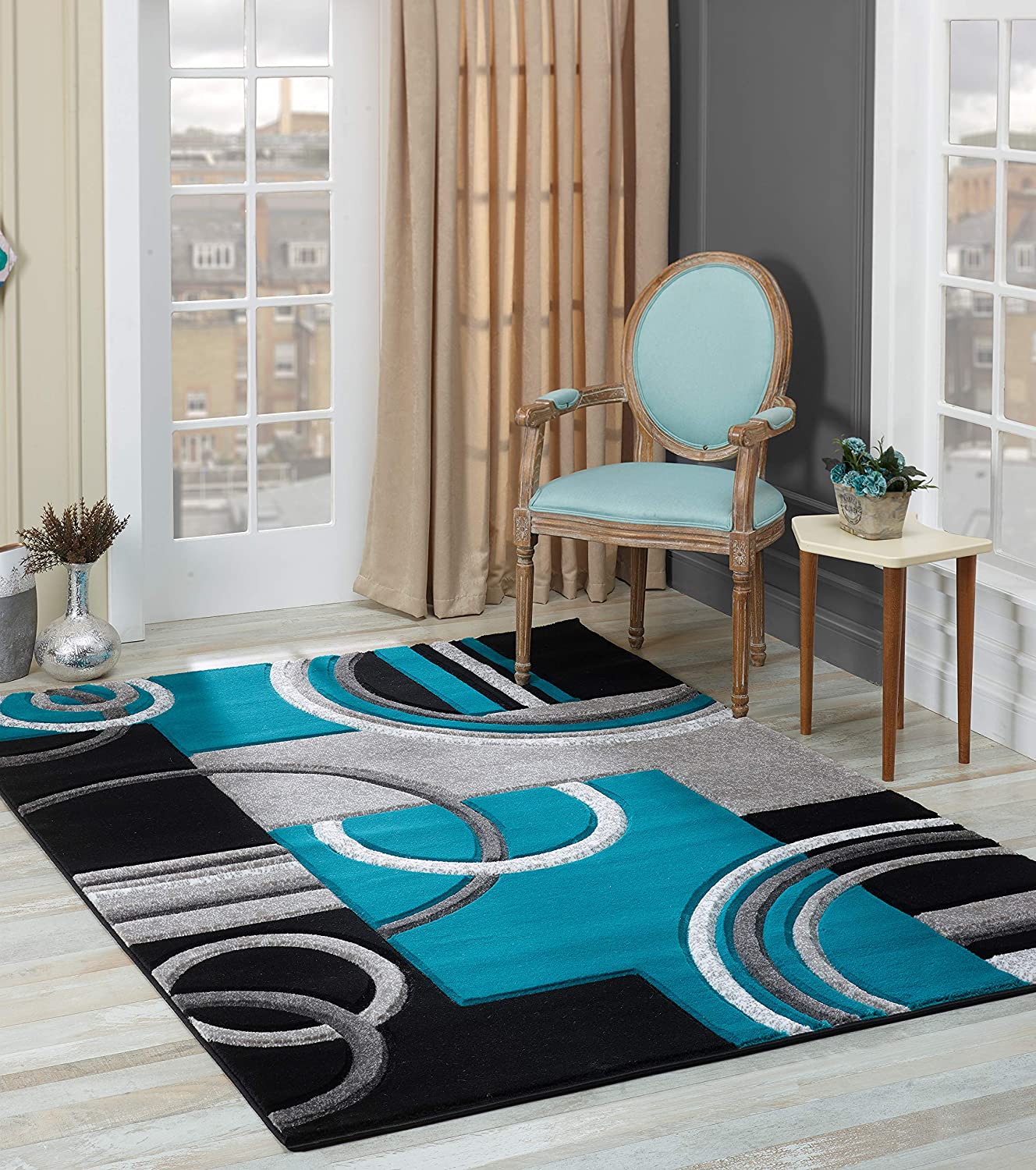 GLORY RUGS Area Rug Modern 8x10 Grey Soft Hand Carved Contemporary