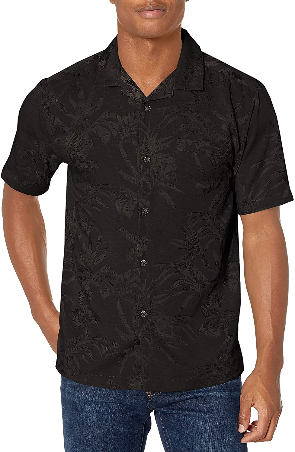 Cubavera Men's Short Sleeve Floral Leaf Print Two Tone Shirt | eBay