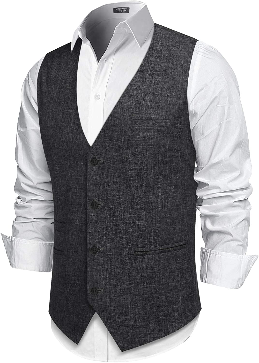 COOFANDY Men's Casual Business Vests Lightweight Waistcoat Slim Fit ...