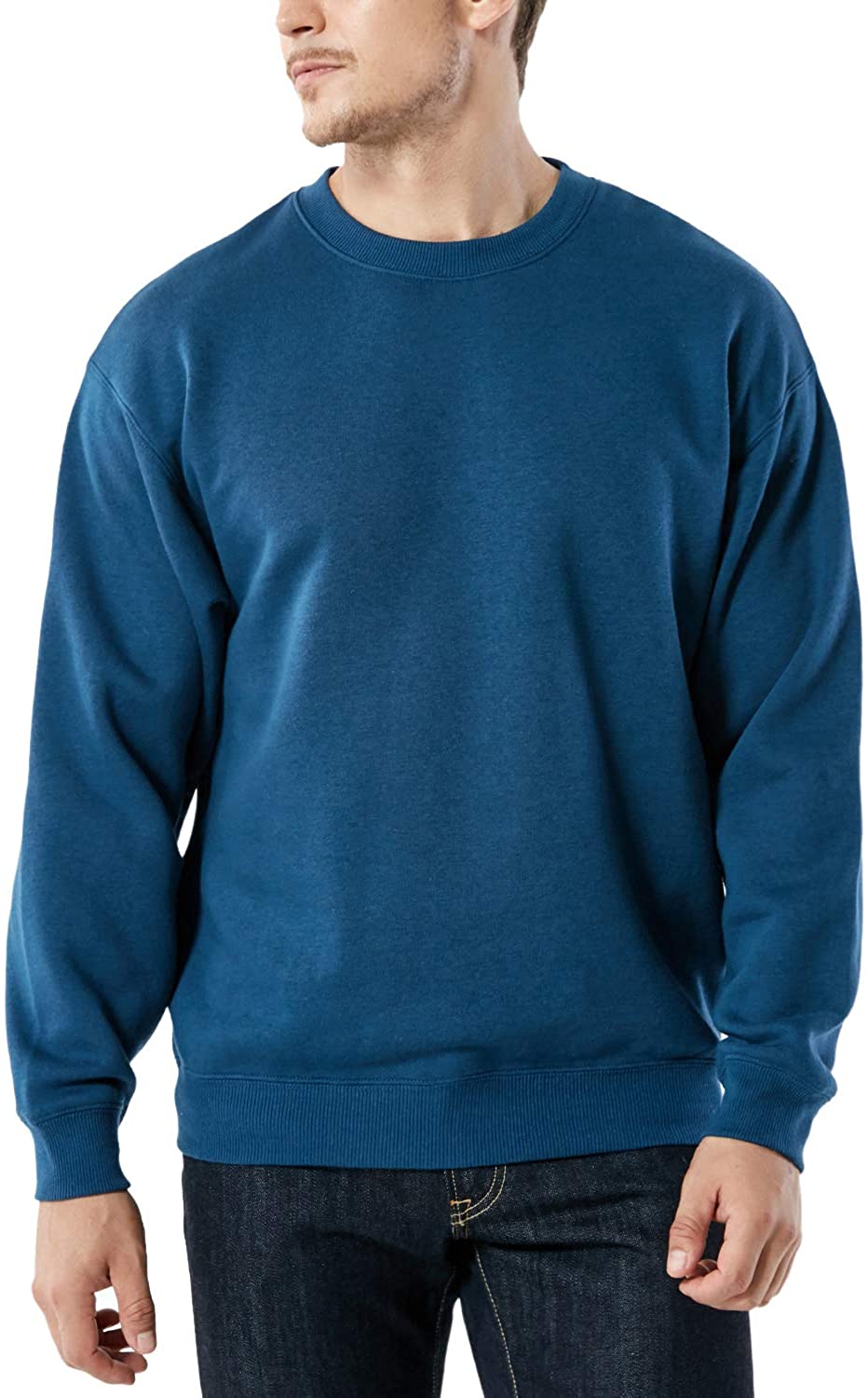 TSLA Mens Crewneck Sweatshirt Active Winter Cotton Mix Pullover Performance Fleece