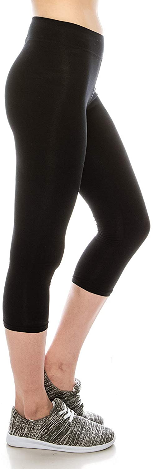 EttelLut Cotton Spandex Basic Leggings Pants-Jersey Full/Capri Regular/Plus Size 