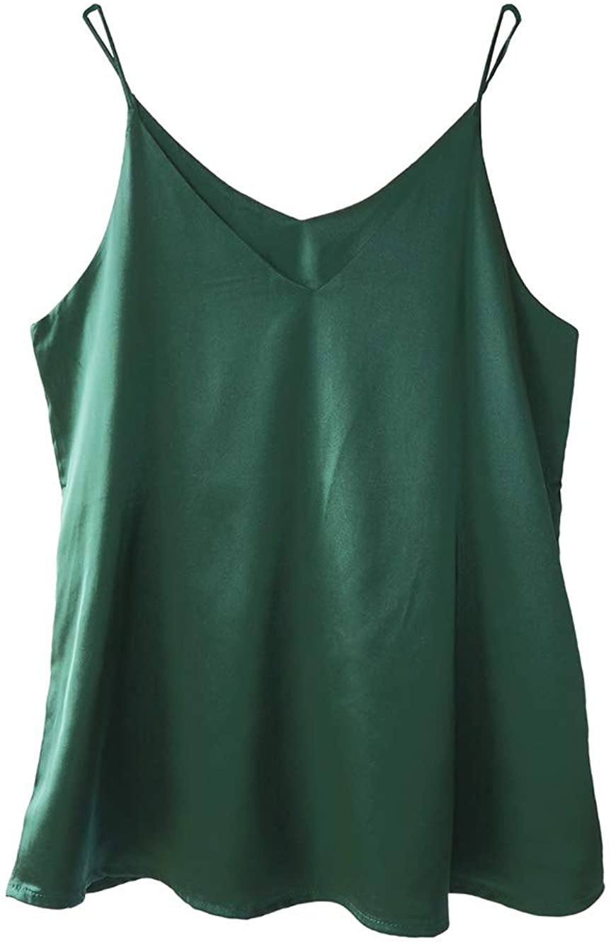 Wantschun Womens Silk Satin Camisole Cami Plain Strappy Vest Top T-Shirt  Blouse
