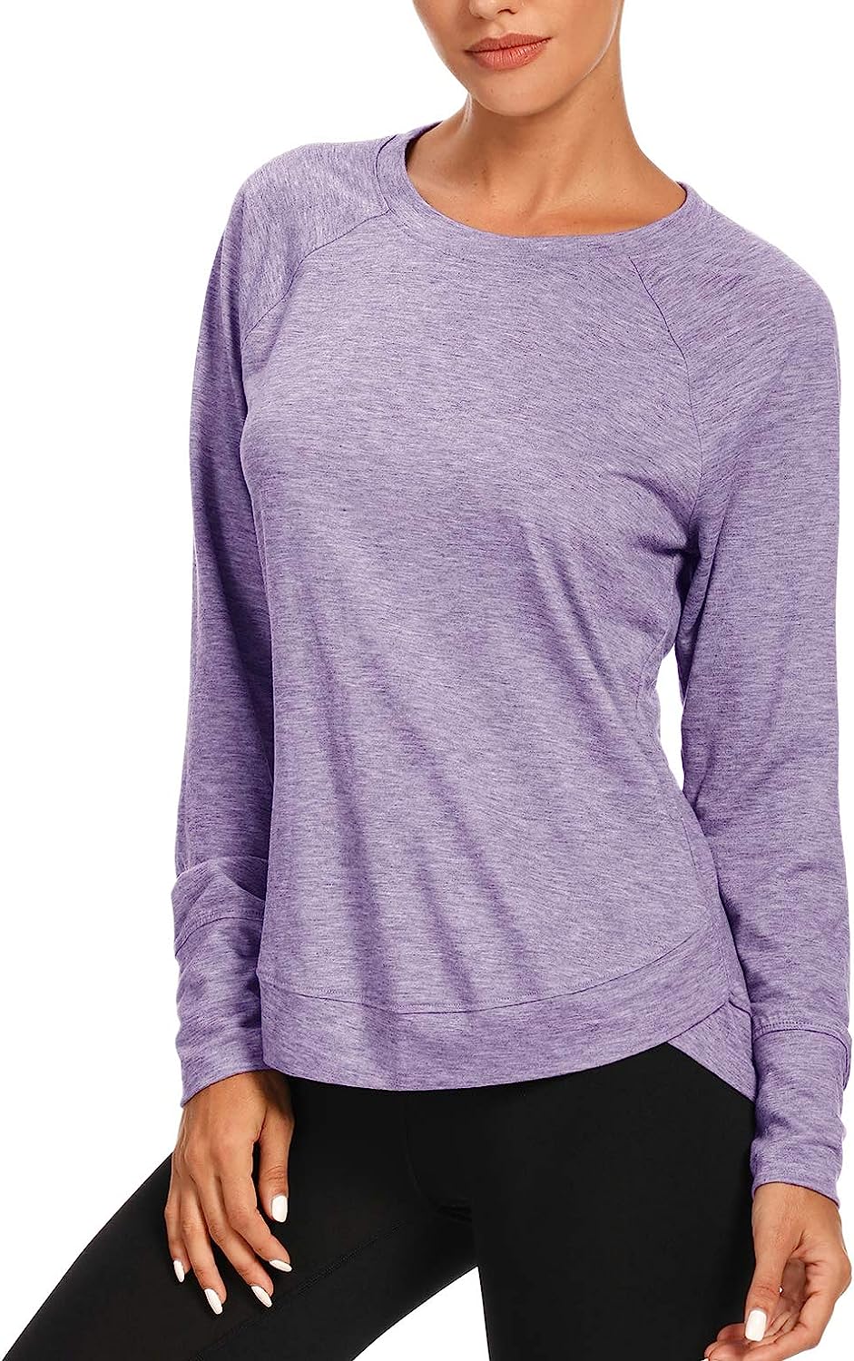 Muzniuer Womens Long Sleeve Workout Shirts-Plain Long Sleeve