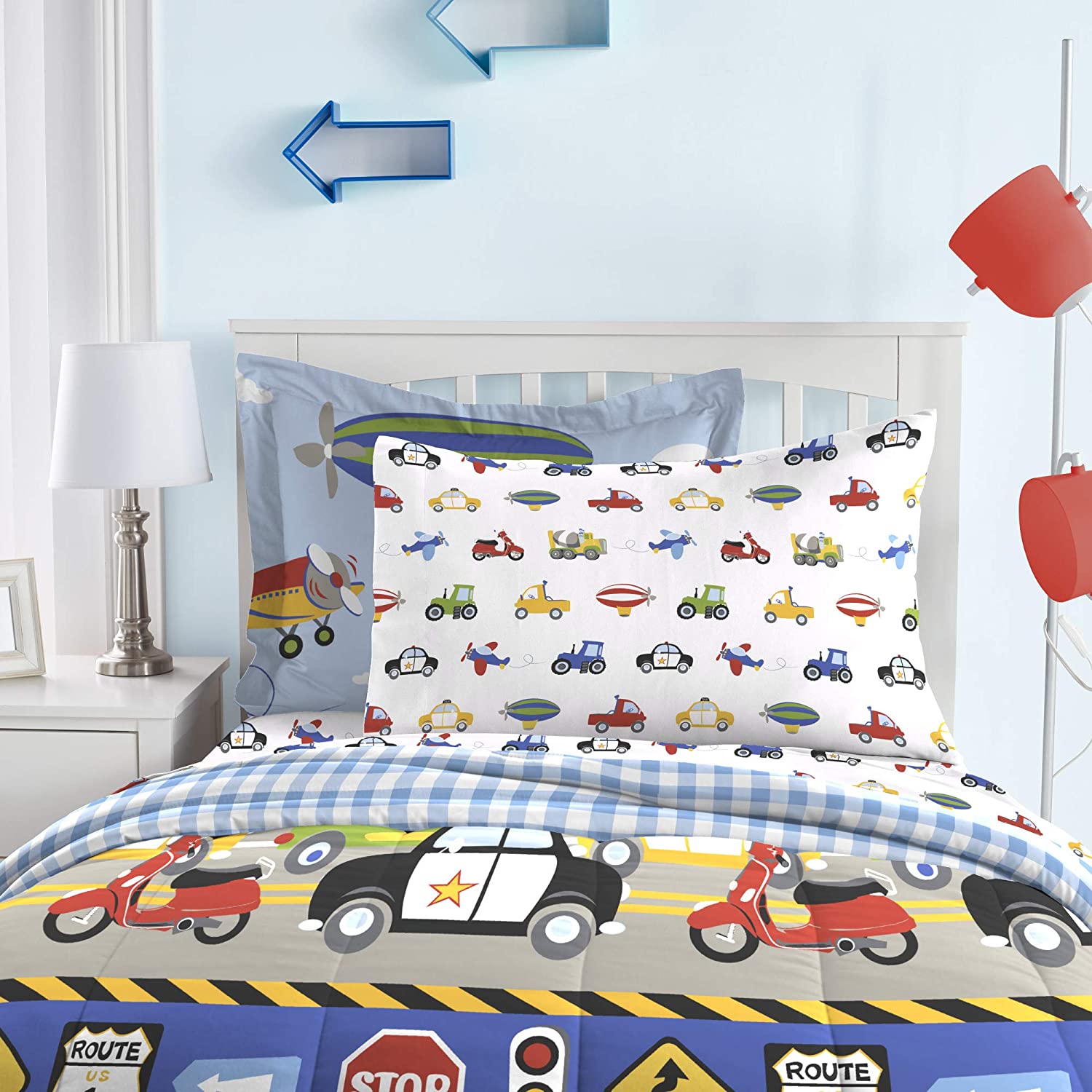 Dream Factory Trucks Tractors Cars Boys 5-Piece Comforter ...