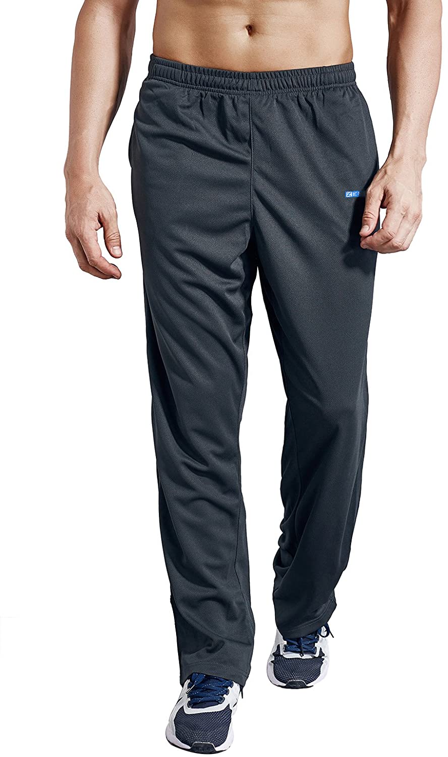 ZENGVEE Men's Sweatpants with Zipper Pockets Open Bottom Athletic Pants ...