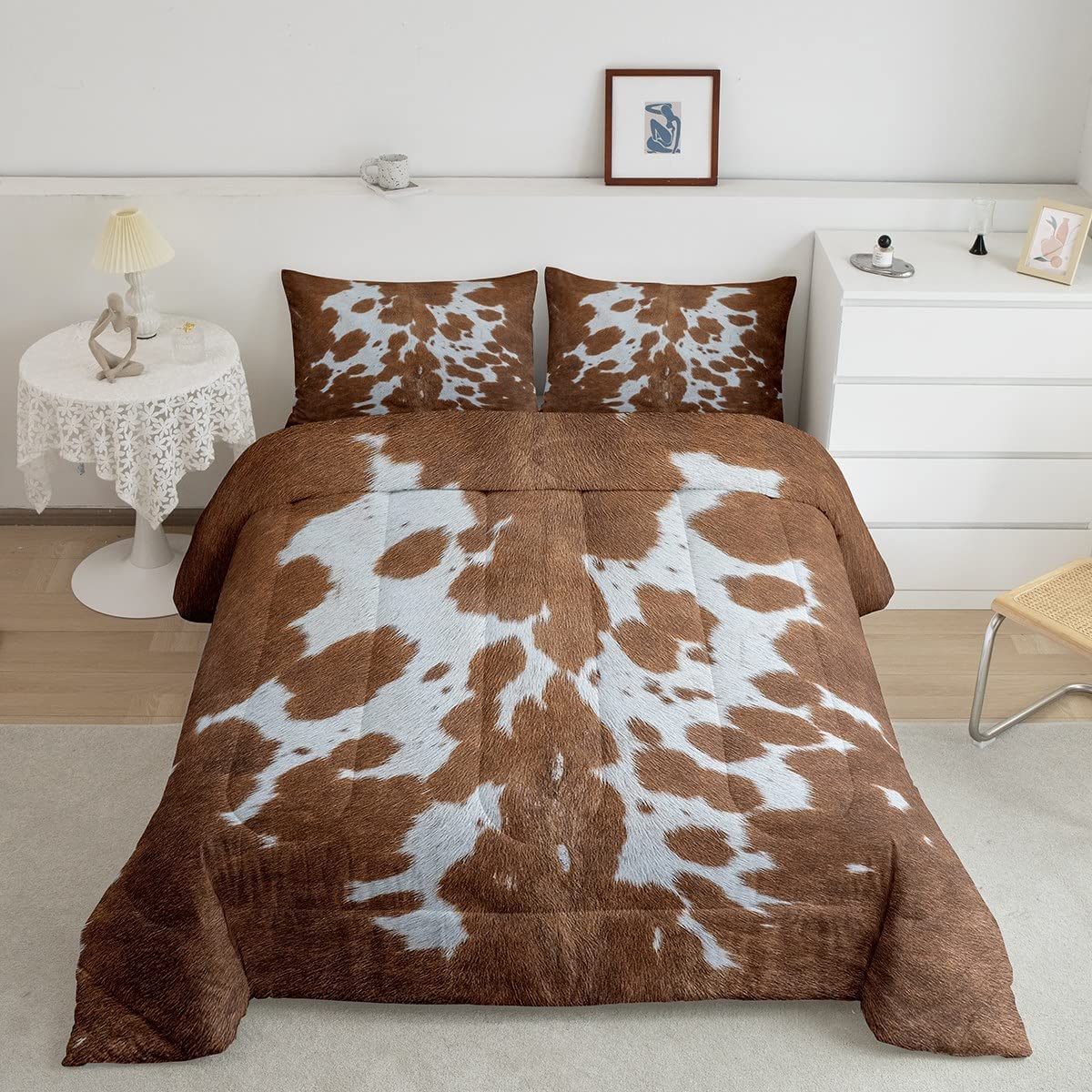 Cow Skin Print Bedding Set Photo of Cowhide Pattern Comforter