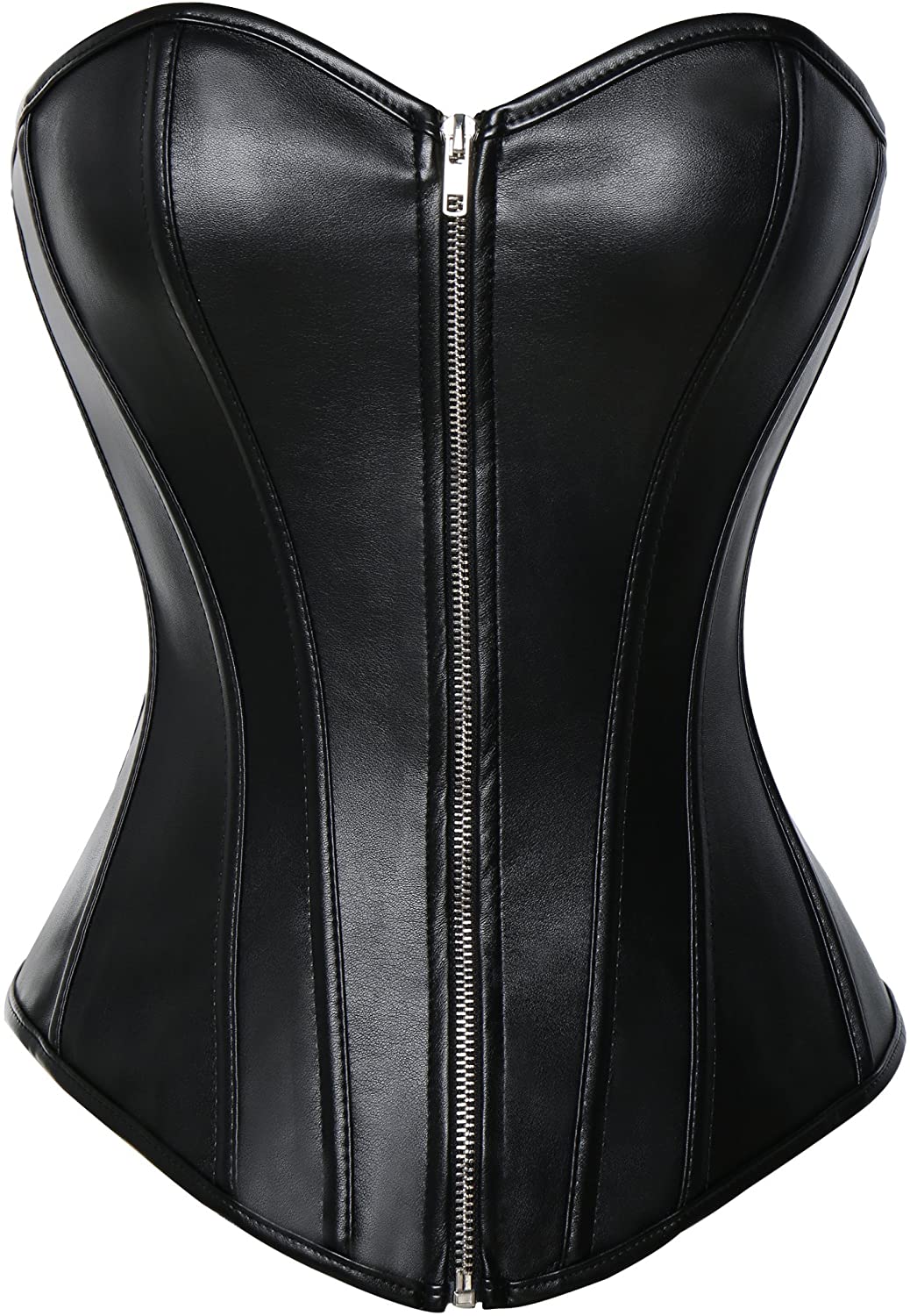 Vaslanda Womens Sexy PU Steampunk Corset Faux Leather Buckle Zipper ...