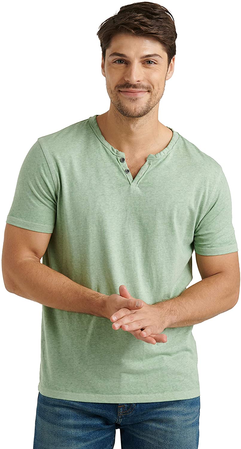 Lucky Brand Men's Burnout Button Notch Neck Shirt, Dark Olive, S :  : Clothing, Shoes & Accessories