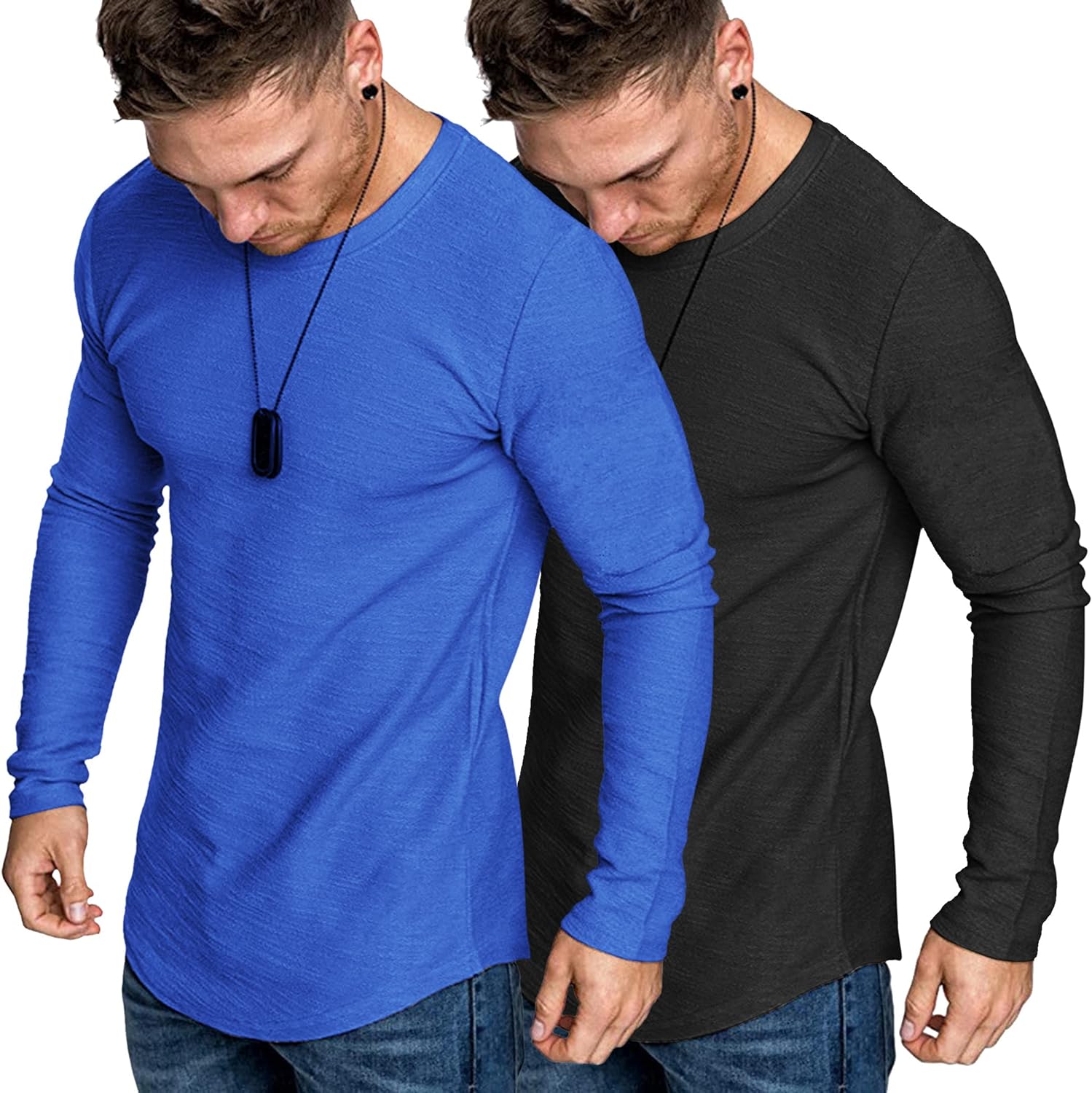  COOFANDY Men's 2 Pack Muscle T-Shirt Stretch Long Sleeve Gym  Workout Bodybuilding Training Tee Shirts Casual Hipster Tops Black/Army  Green : Clothing, Shoes & Jewelry