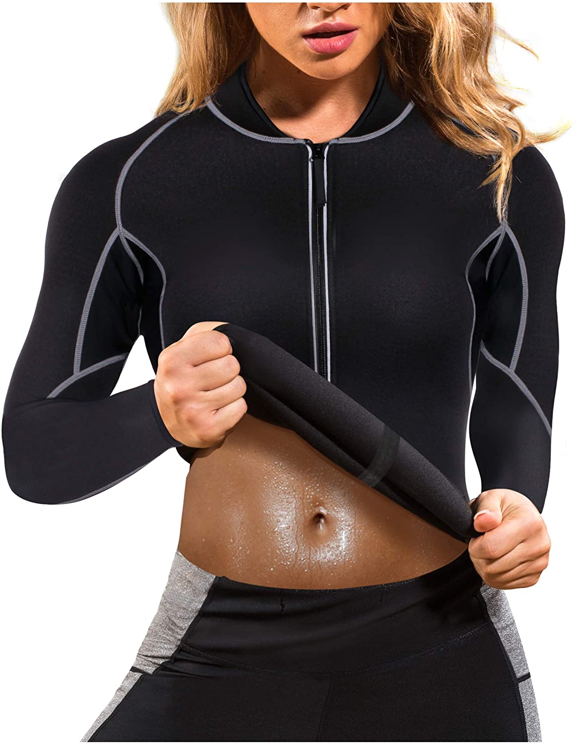 Gotoly Women's Neoprene Sauna Vest with Sleeves Gym Hot Sweat Suit Weight  Loss, Black, XL Fit 33.8-36.2 Inch Waistline price in UAE,  UAE