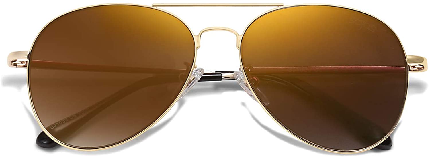 thumbnail 11 - SOJOS Classic Aviator Mirrored Flat Lens Sunglasses Metal Frame with Spring Hing