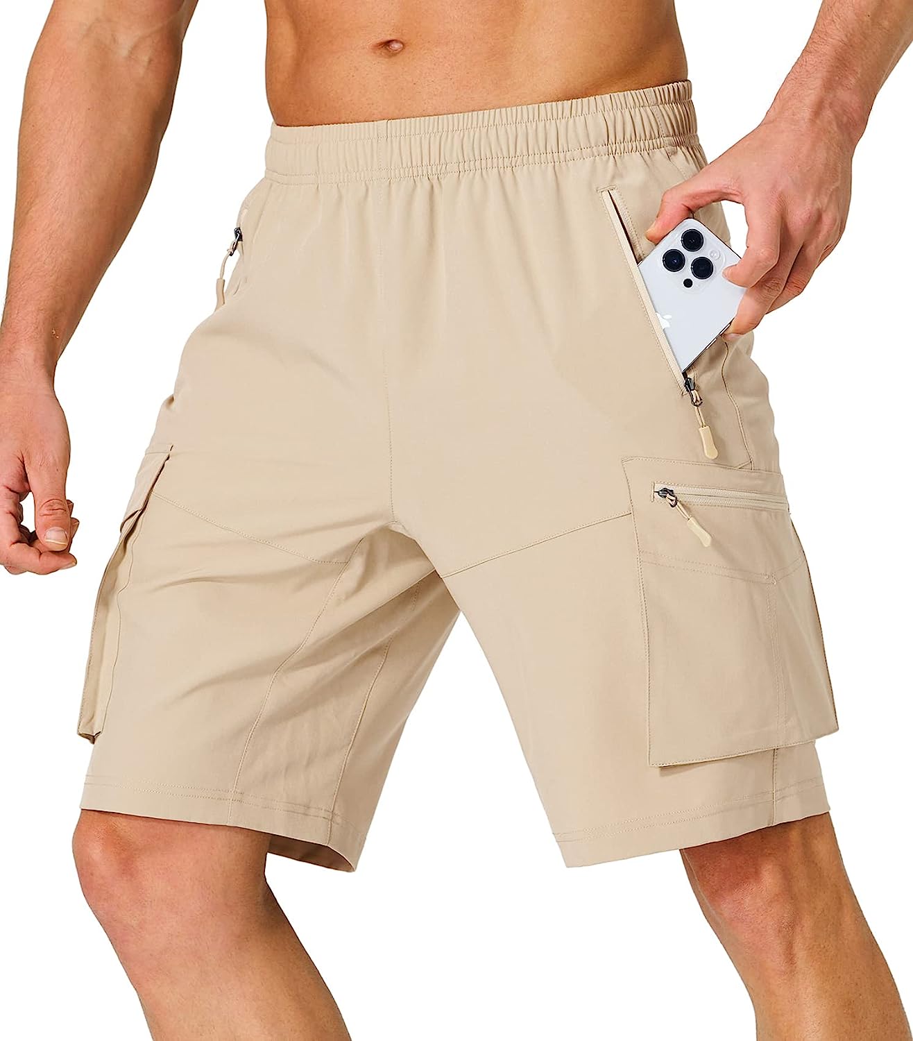 S Spowind Men's Hiking Cargo Shorts Quick Dry Lightweight Summer Travel  Shorts w
