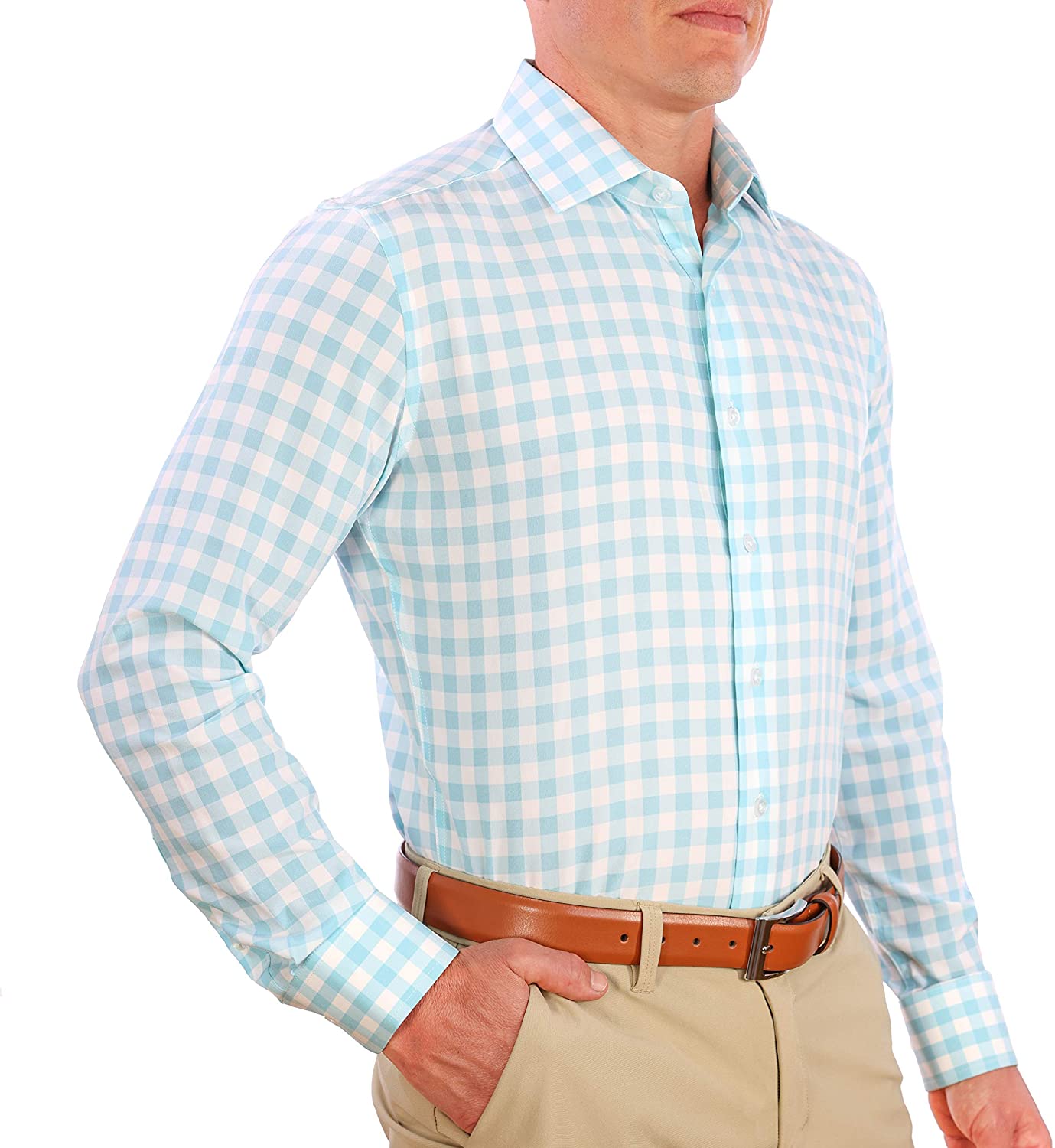 CC Performance Stretch Slim Fit Dress Shirts for Men | Wrinkle Resistant  Long Sl