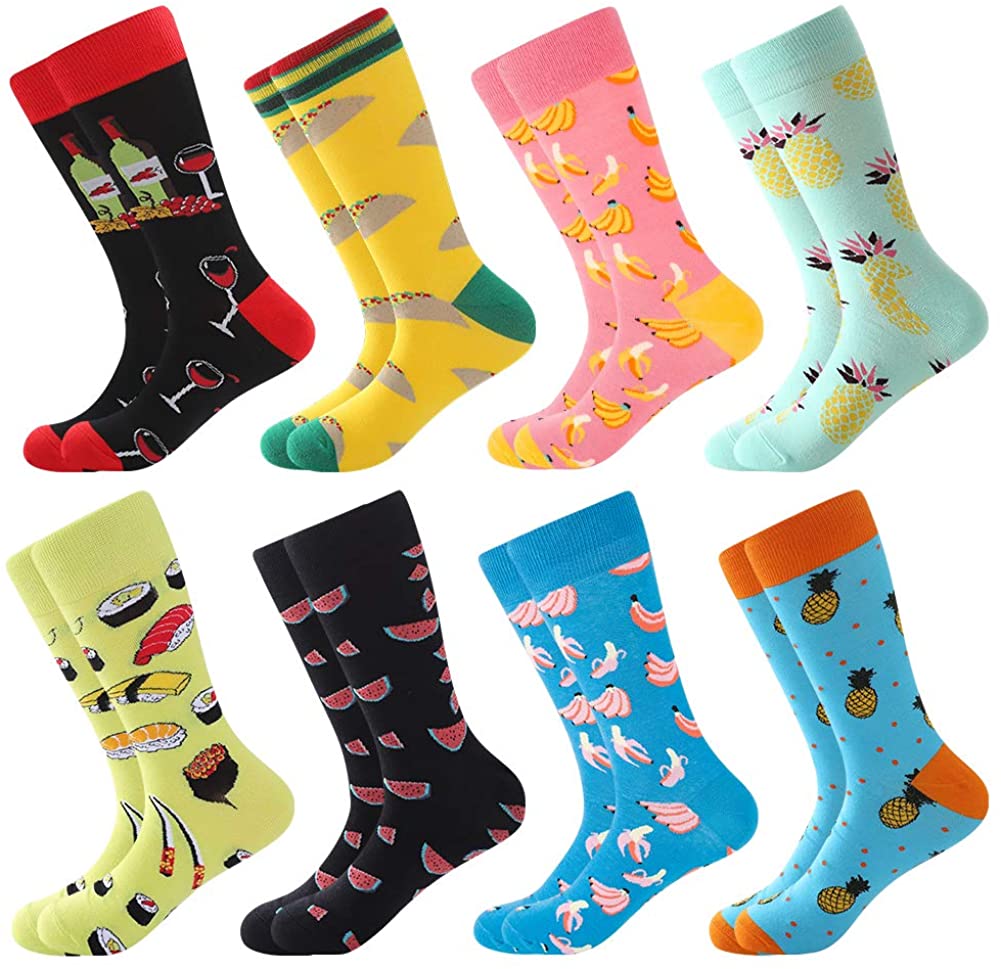 BONANGEL Funny Socks for Men & Women,Fun Socks,Crazy Colorful Cool Novelty  Cute Dress Socks,Food Animal Space Socks