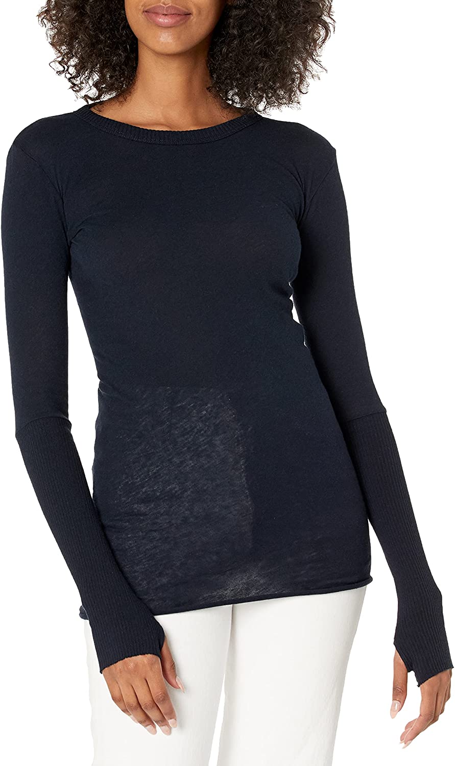 Grey X-Small Enza Costa Womens Heathered Thermal Blouse 