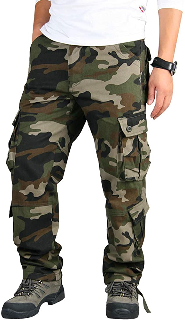 FREE SOLDIER Men's Water Resistant Pants Relaxed Fit Tactical Combat Army Cargo Work Pants with Multi Pocket Classic Black 32W x 32L