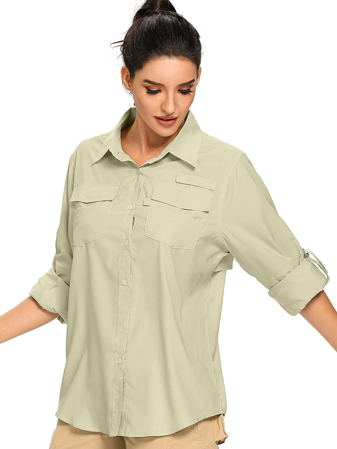 Women's UPF 50+ UV Sun Protection Shirt, Long Sleeve Fishing Hiking Shirt,  Quick