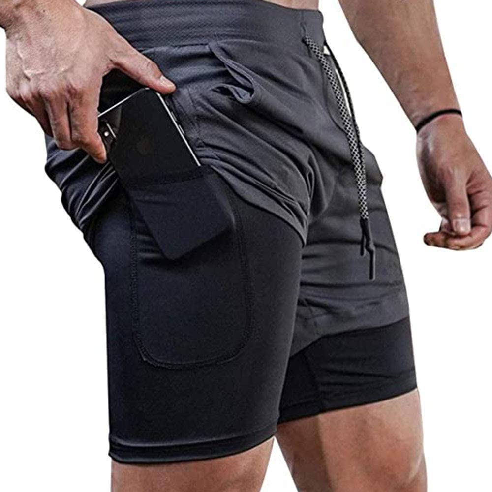 Mens Running Shorts Workout Running Shorts for Men 2 in 1 Stealth