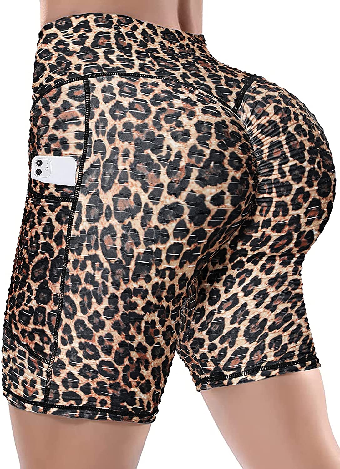 RAYPOSE Yoga Biker Shorts for Women High Waist Leopard Print Running Gym  Workout Shorts with Pockets Plus Size Tiger Skin-L - ShopStyle