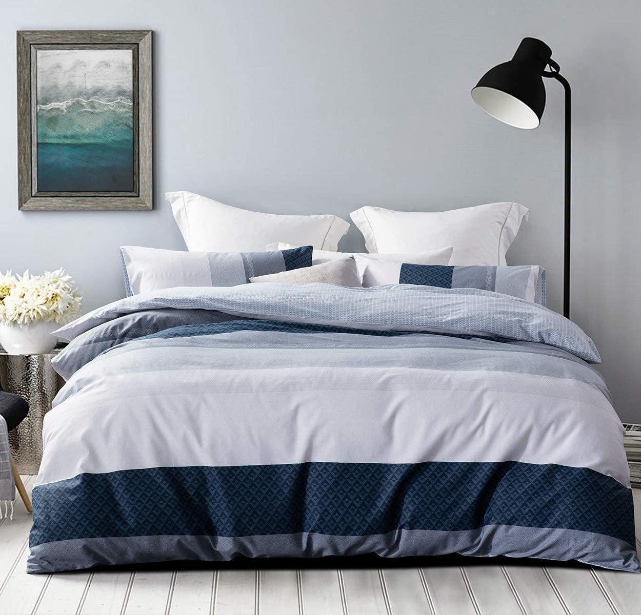 SLEEPBELLA King Size Comforter Set, Grey Branch & Green Reversible Pattern  Print | eBay