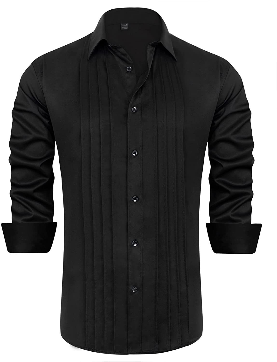 J.Ver Men's Casual Long Sleeve Stretch Dress Shirt Wrinkle-Free Regular Fit  Butt