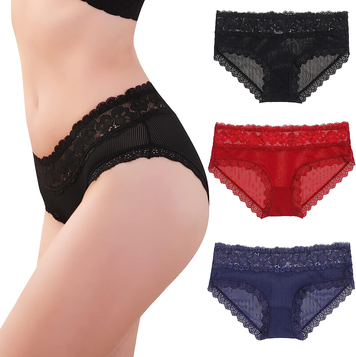 B91xZ Womens Underwear Bikini Plus Size Cotton Stretch Brief  Underwear,Coffee L