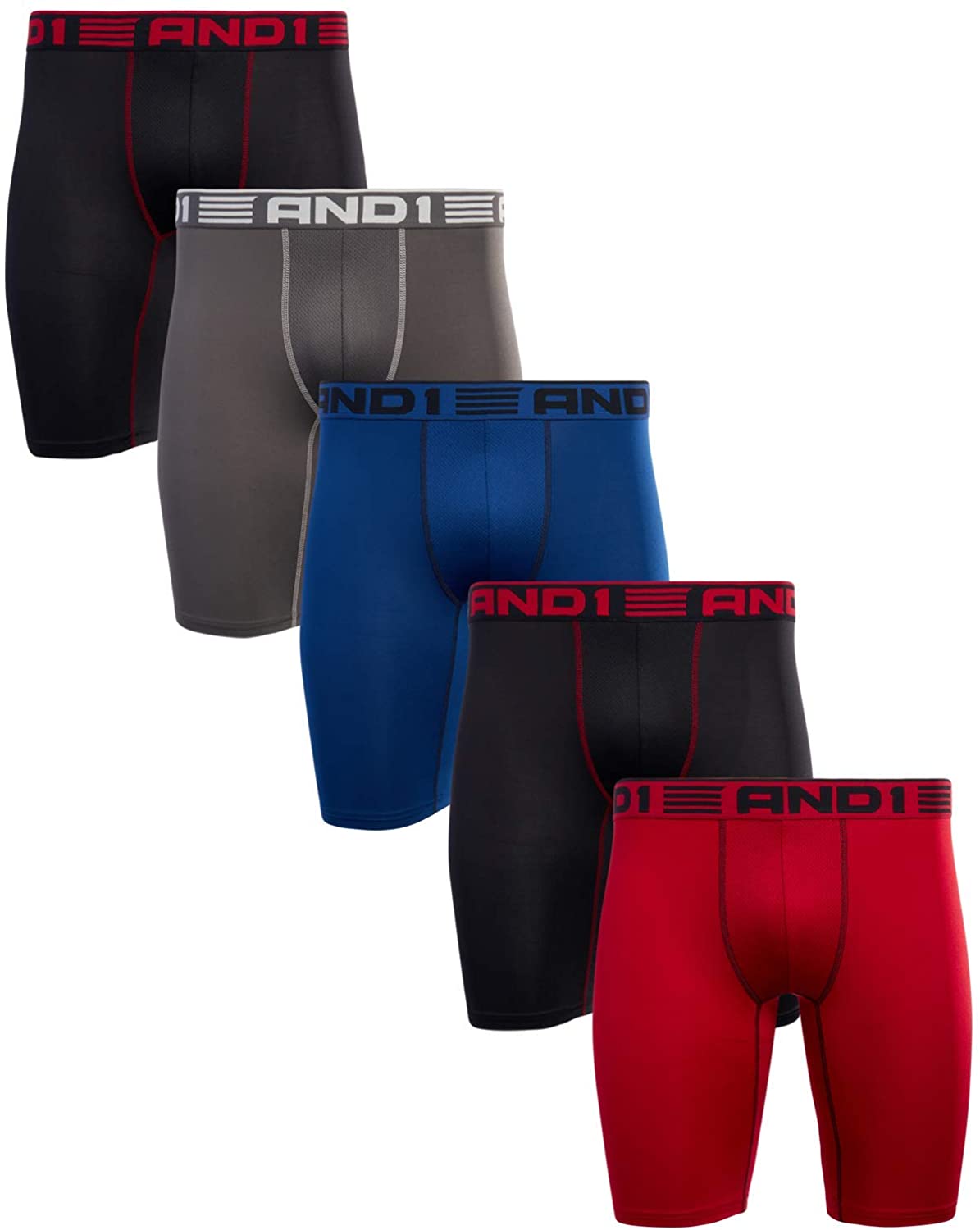 Men's Underwear – 5 Pack Long Leg Performance Compression Boxer