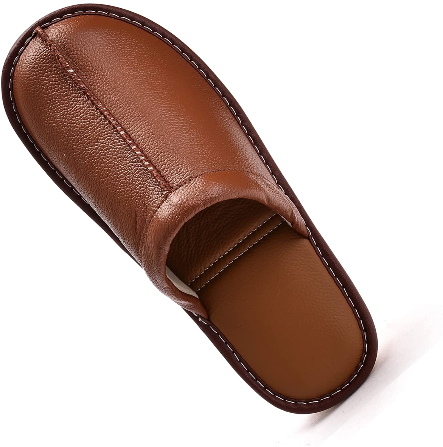 Shoes Mens Shoes Slippers Men's Slippers Brown Real Leather Comfy 