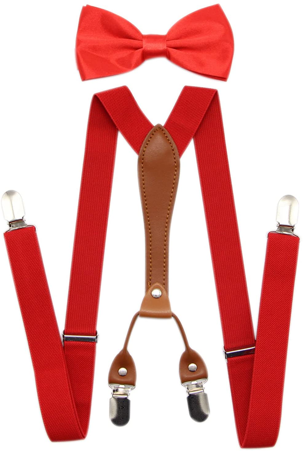 JAIFEI Suspenders & Bowtie Set- Men's Elastic X Band Suspenders + Bowtie  For Wed