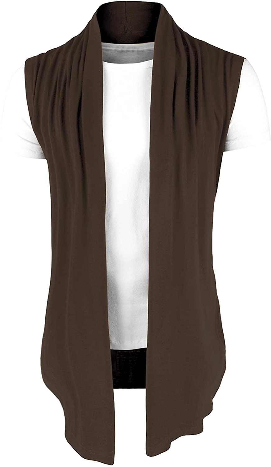uxcell Men's Ruffle Shawl Collar Cardigan Sleeveless Lightweight Vest Drape  Cape | eBay