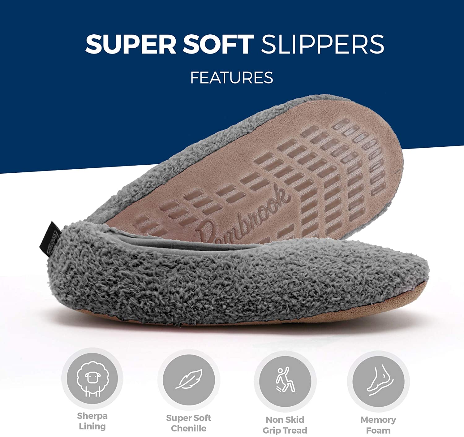 Pembrook Super Soft Slippers – Ballet Style and Non-Skid Sole - Faux ...