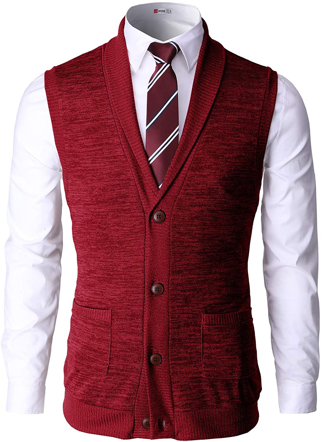 H2H Mens Casual Long Cardigan Vest Shawl Collar Lightweight Open Front Sleeveless