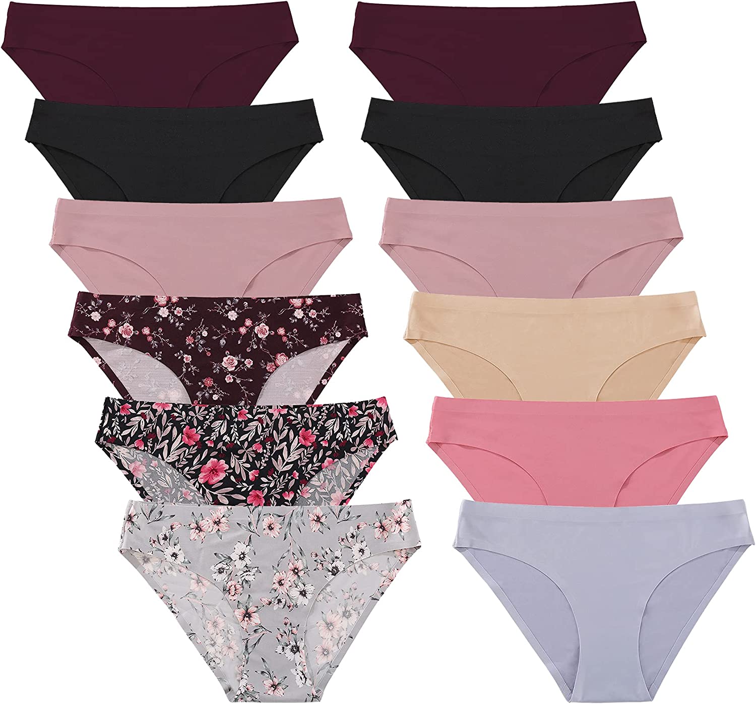 Boxes 100 Items Women's Seamless Bikini Panties Soft Stretch Invisibles  Briefs No Show Hipster Underwear Women