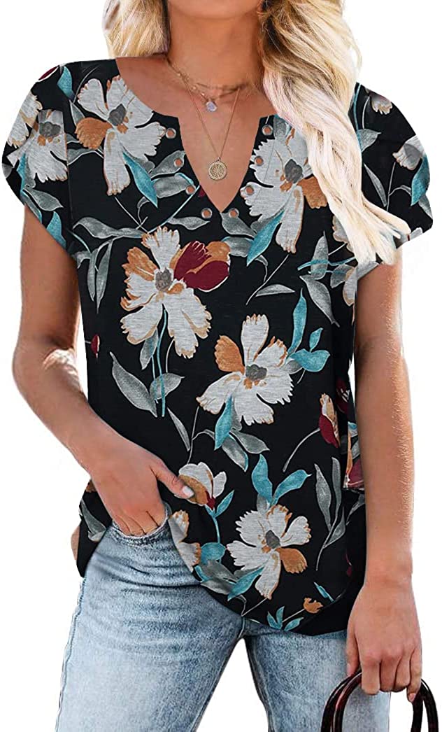 Eniloyal Womens Graphic T Shirt, Summer Ring Hole V Neck Tops, Casual Loose  Fit Short Sleeve Shirts : : Clothing, Shoes & Accessories