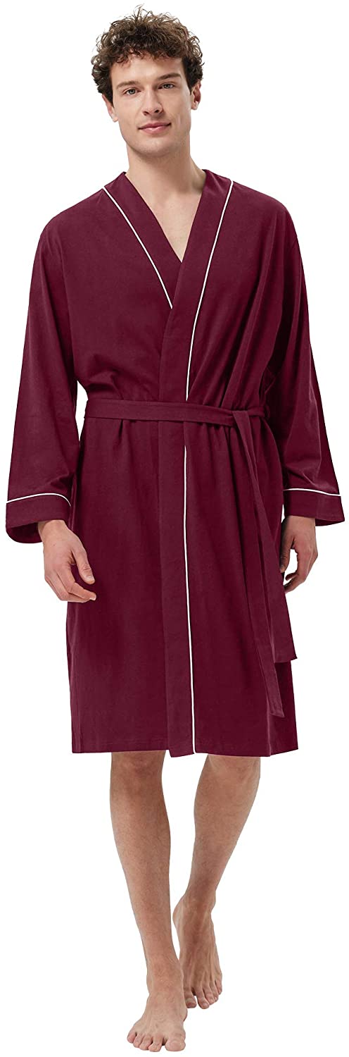 thumbnail 9  - SIORO Men&#039;s Cotton Robe Lightweight, Soft Kimono Knee Length Bathrobes for Spa a