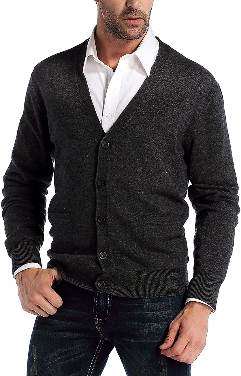 Kallspin Men's Cashmere Blend Cable-Knit Cardigan Sweaters