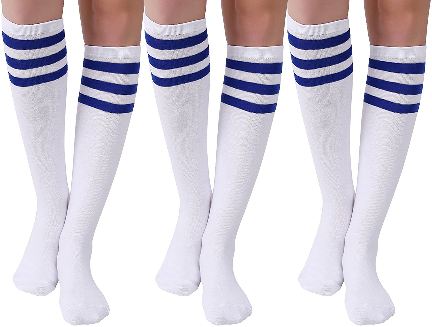 Joulli Womens Casual Stripe Knee High Socks 3 Pairs