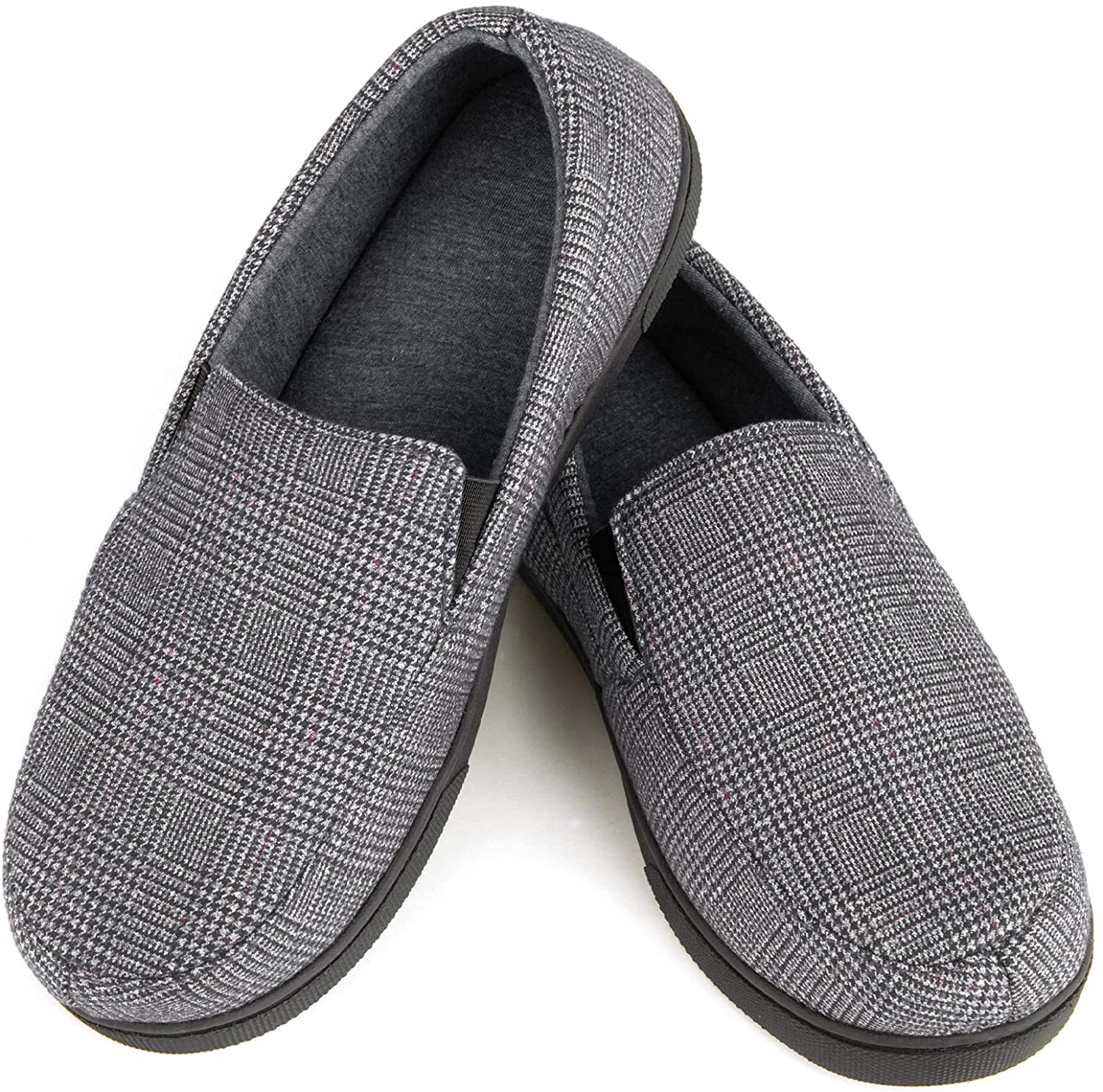 Lightweight Closed Back House Shoes with Anti-Skid Indoor Rubber Sole ZIZOR Men’s Cozy Memory Foam Tartan Slippers 