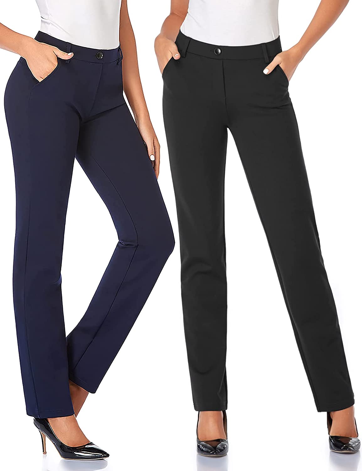 Tapata Women's 28''/30''/32''/34'' Stretchy Straight Dress Pants with  Pockets Ta